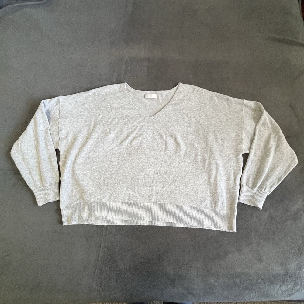 Nuuds Sweater Women’s XL Grey Boxy Comfort Long Sleeve Drop Shoulder Stretch